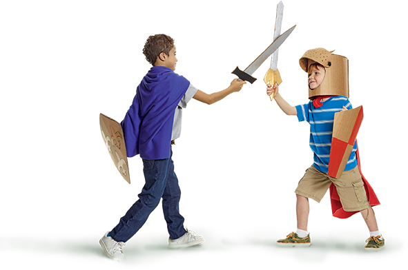 Children play sword-fighting